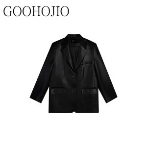 Blazers Nouveau automne Blazers femmes veste en cuir Pu femme manteau femme noir Punk Bomber Faux cuir vêtements d'extérieur pour les femmes en vrac