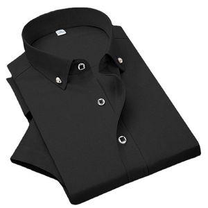 Blazers Nouveaux Hommes Chemise À Manches Courtes Sans Repassage Solide Vêtements Pour Hommes Fit Chemises D'affaires Blanc Bleu Marine Noir Rouge De Haute Qualité