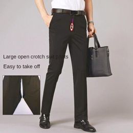 Blazers Sexe en plein air Pantalon à entrejambe ouvert à fermeture éclair invisible pour hommes Pantalon de costume sans décollage Pantalon de bureau d'affaires formel Pantalon masculin