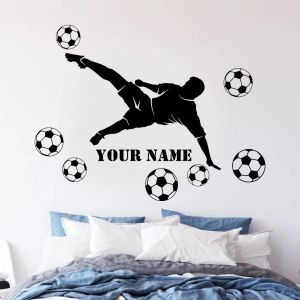 Blazers gepersonaliseerde voetballernaam muurstickers vinyl Home Decorateur voor jongenskamer decor voetbal voetbal sticker diy aangepaste muurschilderingen g003