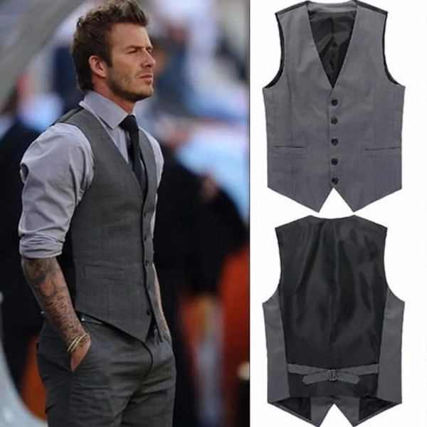 Blazers Pure Cot produits de haute qualité robe de mariée haut de gamme et marié couleur Pure costume gilet hommes/noir gris mince costumes d'affaires gilet mâle