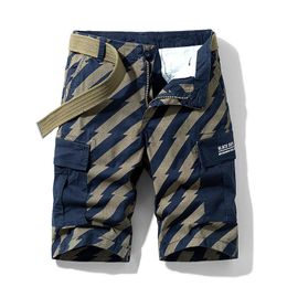 Blazers pur coton été hommes Cargo Shorts garçons décontracté poche Streetwear mâle Long Bermuda graphique rayé Z155