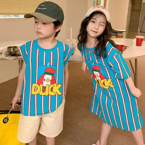 Blazers Summer Children's's Boys and Girls Fashion Cartoon Imprimé Tshirt Casual Vest jupe à manches courtes