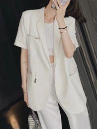 Blazers Summer Elegant Casual Women Blazer Blazer Sleeve Sleeve Works Vintage Black Veste Feme Femelle Coréen Businet Clothes Tops