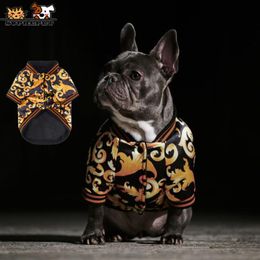 Blazers Suprepet hondenkleding voor Franse Bulldog Gouden borduurwerk hondenjasje Warme hondenkleding Puppy-outfit Katoenen hondenjas Touw