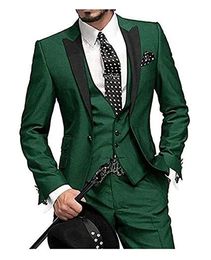 Blazers Le dernier design 2018 costume pour hommes vert Slim classique robe de bal de mariage de marié Italie personnalisé 3 pièces veste gilet pantalon