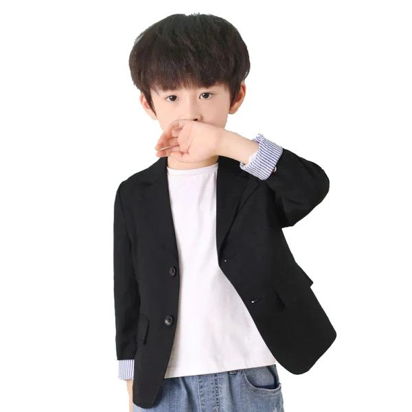 Blazers Toddler Boy Blazer Suit Gentleman Style Black White Veste Blazer pour 210 Years Boys Kid Child Clothes Vêtements d'extérieur
