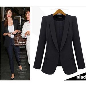 Blazers femme vestes 2021 nouveau printemps automne mince veste haut pour femme grande taille mince décontracté noir Blazer femme manteaux X0721