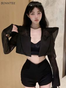 Blazers dames chique vrijetijds streetwear patch ontwerpen zomer creativiteit vakantie flare mouw sexy ulzzang mode casual fit 240417