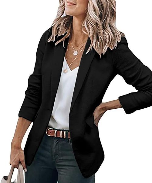 Blazers femmes costumes Blazers femmes tenue de bureau à manches longues couleur unie simple boutonnage jolie pochette costume femmes