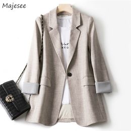 Blazers Femmes Tendance Patchwork Coréen Chic Printemps Poches Lâches Dame Manteaux Élégants Bouton Unique Minimaliste Vêtements D'extérieur À Manches Longues 220811