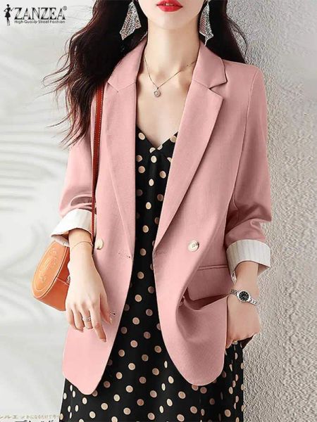 Blazers ZANZEA otoño mujer solapa cuello manga larga chaqueta holgada moda Casual Ropa de Trabajo almazuela elegante trajes chaquetas abrigos de gran tamaño