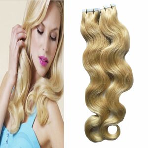 Blonde Braziliaanse haarverlenging ADhesivas 100g Body Wave Skin Inslag Hair Extensions Tape in Menselijk Hair Extensions 40 stuks
