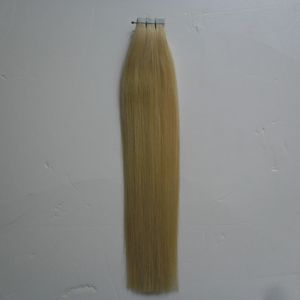 Bleach Blonde gTape In Echthaarverlängerungen, brasilianisches glattes, reines Haar, Hauteinschlagband-Haarverlängerungen, 100 g, 40 Stück