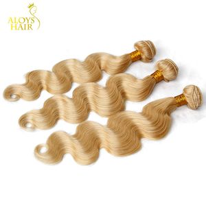 Bleach Platinum Blonde Peruviaanse Virgin Hair Extensions Body Wave Color # 613 Peruviaanse Remy Menselijk Haar Weave Weefs 3/4 Bundels Lot Tangle Free