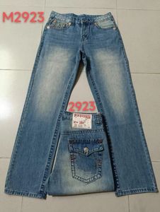 Jeans verdaderos para hombres Pantalones largos para hombres Línea gruesa Super Religión Jeans ropa Hombre Casual Casual Blue Black Denim Pantalones M2922