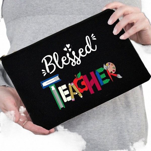 Bled Teacher Viaje portátil Organizar bolsa de almacenamiento Maquillaje femenino Bolsa de cosméticos Bolsa de lápiz Monedero Mejor regalo Cremallera Estuche de belleza N8VV #