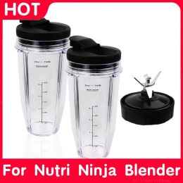Blender 24oz Blender tasses compatibles pour Nutri Ninja Blender BL480 BL490 BL640, 7 nageoires Extracteur Blade