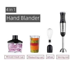 Blender huishouden 4 in 1 1200W onderdompeling handstick blender mixer groente vleesmolen omvat chopper en smoothie cup