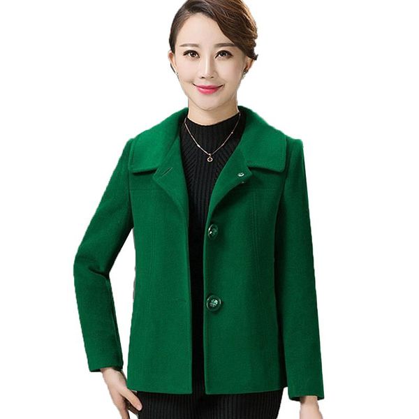 Mélanges 2023 printemps nouveau manteau de laine pour femmes d'âge moyen mères âgées vert violet rouge veste décontractée à simple boutonnage vêtements d'extérieur hauts 5XL