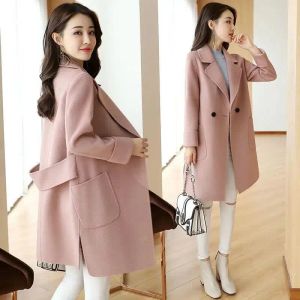 Mélanges élégant manteau en laine longueur mi-longue femmes mode coréenne manteaux amples Cardigan veste à manches longues manteau à un bouton