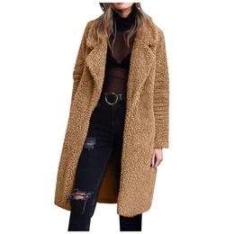 Смешанное однотонное пальто из искусственного меха, женское осенне-зимнее теплое мягкое меховое пальто на молнии, женское плюшевое пальто, повседневная верхняя одежда, элегантная одежда больших размеров
