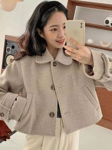 Blends wollen jas vrouwen kawaii winter 2022 Leisure mode allmatch populaire Japanse stijl losse outparden chic lage mouw warme jas