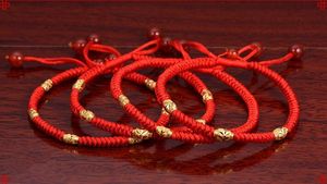 Gezegende gelukkige bedelarmbanden voor vrouwelijke rode touwparen gouden kralenarmband met mannen en vrouwen