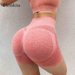 Blessskiss Sexy Booty Push Up Sport Yoga Dames Fitness Spandex Hoge Taille Gym Shorts Naadloze Running Biker Short Leggings