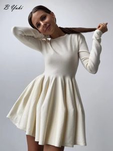 Blessyuki élégant solide tricot Dres automne hiver décontracté à manches longues Aline robes de soirée femme coréenne Sexy Mini robe 240111