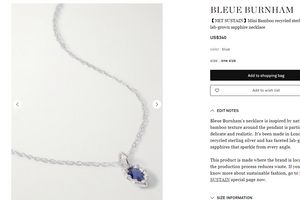 Bleue Burnham NET SUSTAIN Mini Collar de zafiro cultivado en laboratorio de plata esterlina reciclada de bambú Nuevo en aretes de joyería fina de lujo para mujer colgante k