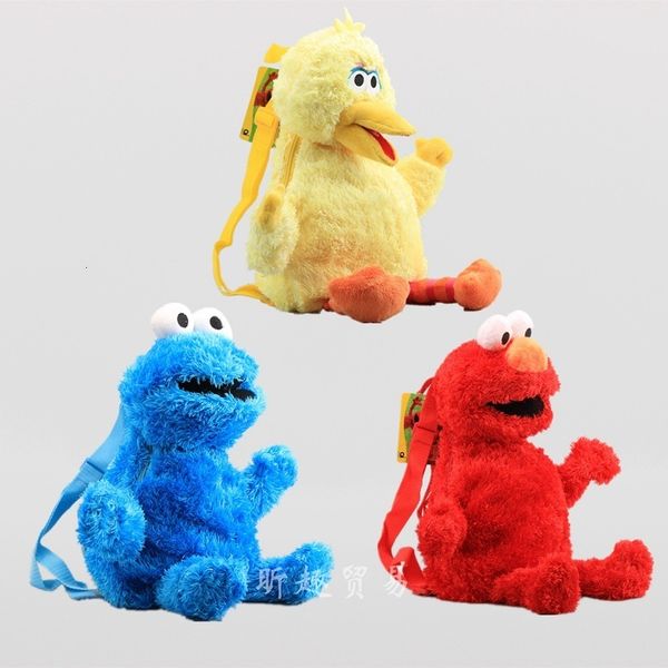 Caja ciega 3 Estilo 45 cm Sesame Street Mochila de felpa Red Elmo Blue Cookie Guy Yellow Big Bird Plush Bag Mochila escolar para niños 230614