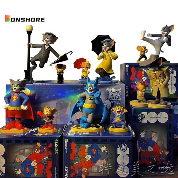 Boîte aveugle 9 cm Tom et Jerry Warner anniversaire Collection série boîte Anime Action Figure mignon Kawaii Figurine jouet cadeau 230912