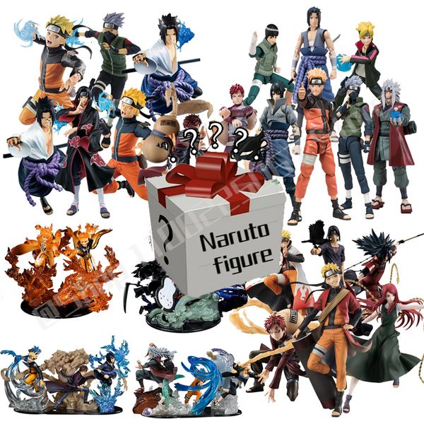 Caja ciega figura de Anime y caja bolsa de la suerte Uzumaki Sasuke Kakashi colección de figuras de acción juguetes modelo para niños 230410