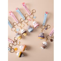 Blind Box Bubu en Dudu Mitao Cat Keychain Charm Tie The Pendant for Women Bag Car Keyring mobiele telefoon Fine Jewelry Accessories Girl Cadeau 230418