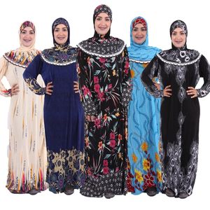 Robe aveugle Envoi au hasard robe musulmane Hijab Ramadan Set Arab Dubai Headscarf Long Robe Islamic Party Gown Calico Robe 240418