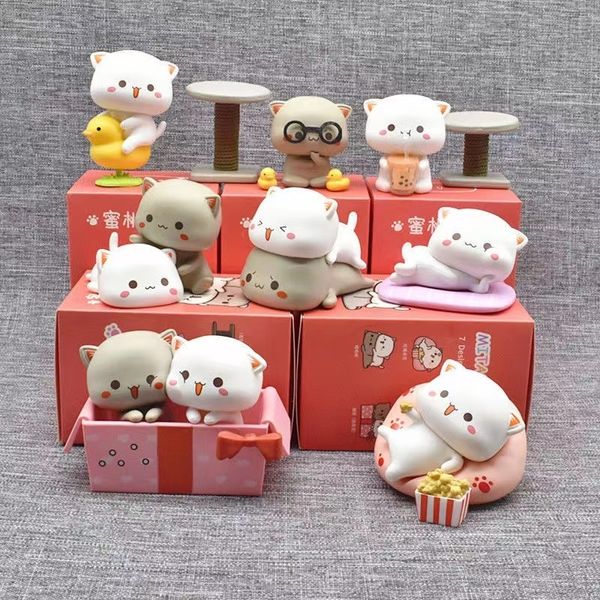 Boîte aveugle Kawaii Mitao Cat Blind Box Saison 2 Mysterious Box Modèle de poupée de dessin animé mignon Figurine Guess Bag Ciega Birthday Surprise Gifts 230614