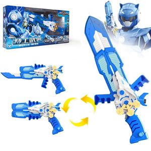 Boîte aveugle Trois Mode Mini Force Transformation Épée Jouets avec Son et Lumière Figurines MiniForce X Déformation Arme Pistolet Jouet 230614