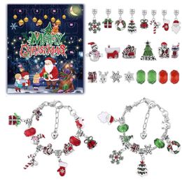 Boîte de calendrier de compte à rebours aveugle pour enfants, bricolage de bracelets et de colliers de noël, coffret cadeau