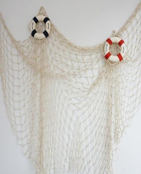 Pegados 100200cm Nets de pesca LifeBuoy 1pc Estilo mediterráneo accesorio de anillo de natación Po Props decoración náutica 3D Craft5989697
