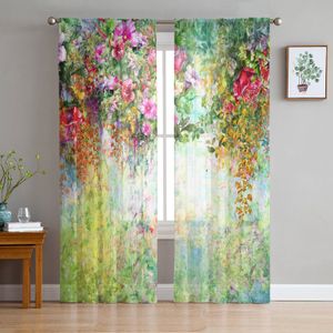 Jaloezieën Luxe Vitrages Bloem Aquarel Wijnstok Keuken Slaapkamer Woonkamer Tule Studie Franse Window Chiffon 230608