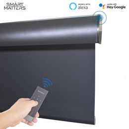 Stores Smart Matters Black Roller Shades Volets motorisés sans fil Commande vocale Alexa Google Home Compatible pour chambre 230608