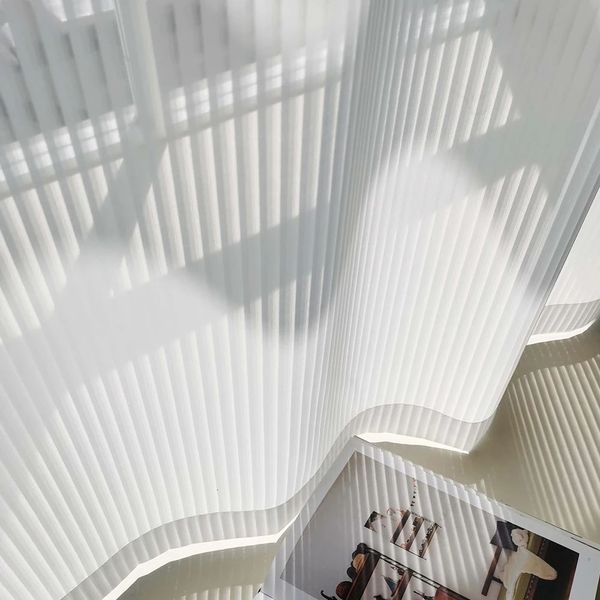 Blinds Style Transparent en tulle blanc rideaux pour le salon Veille verticale rayée rideau transparent à la maison DÉCORT DE TAILLE CUSTUCH