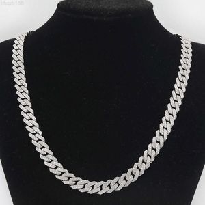 Bling 925 Silver Ice Out Lab Diamond Mossanite Cubanas Pendant ketting Hip Hop Jewelry Cuban Link Chain For Men