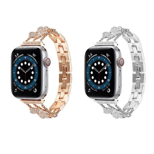 Bracelet en alliage de strass et de diamants pour Apple Watch série 6 5 4 3 2 1 SE
