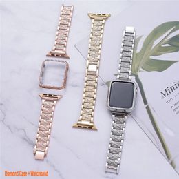 Bling Band compatibele Apple Watch met Case 49 40 42 41 45mm IWatch Series 3 4 5 6 7 8 SE Metal Jewelry Rhinestone Diamond Bracelet Polsband Strap Vervanging voor vrouwen
