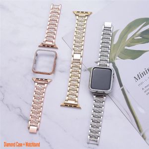 Bling Band Compatibel Apple Watch met Case 49 40 42 41 45mm iWatch Series 3 4 5 6 7 8 SE Metalen Sieraden Strass Diamanten Armband Polsband Vervanging voor Vrouwen