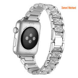 Bling Bands Smart Straps pour Apple Watch 38mm 40mm 42mm 44mm 41mm 45mm 49mm Ultra Iwatch 8 7 6 5 4 3 2 SE Diamant Strass Acier Inoxydable Bracelet Métal Bracelet Bracelet