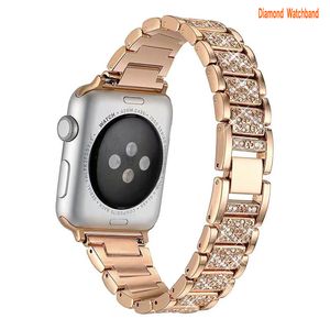 Correas de pulsera con cuentas brillantes compatibles con Apple Watch Band 38 mm 40 mm 41 mm 42 mm 44 mm 45 mm Pulsera de perlas elegante para mujer Estuche de diamantes de imitación para iWatch SE Series 8 7 6 5 4 3 2