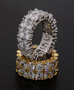 Bling Big Zircon Stone Gold Silver Color Band Hiphop Bands For Women Men Fashion Wedding Engagement Bijoux Gift4262441